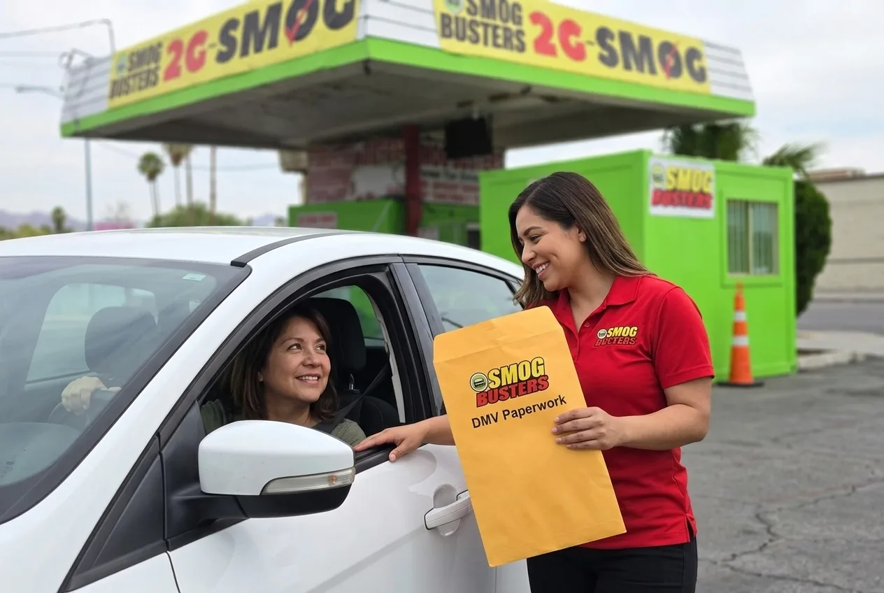 Smog Busters hut at 2500 E Owens Ave in North Las Vegas at the Owens and Eastern intersection