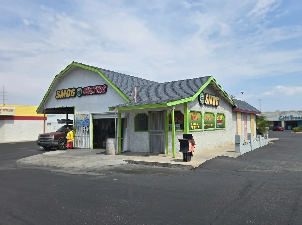 Smog Busters hut at 3272 Las Vegas Blvd N in North Las Vegas next to Loan Max